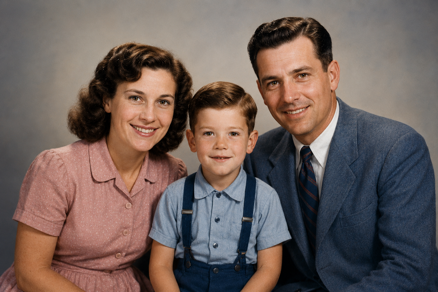 Restored and colourised family photo